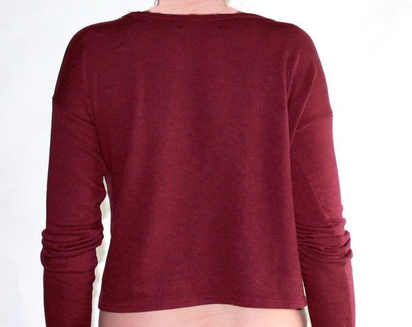 Brandy-Melville-crop-top-long-sleeve-burgundy-back-view