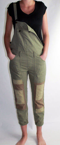 Volcom-Patched-Jean-Overalls-Green-Brown-Front